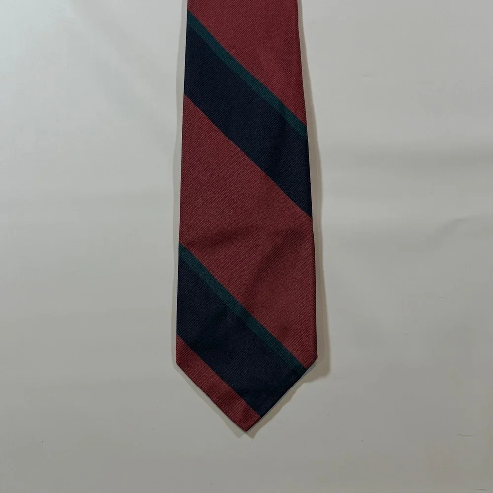 VTG Robert Talbott Silk Tie Mens Burgundy Navy Striped Prep Dark‎ Academia Ivy
